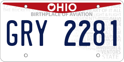 OH license plate GRY2281