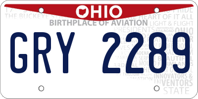 OH license plate GRY2289