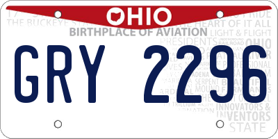 OH license plate GRY2296