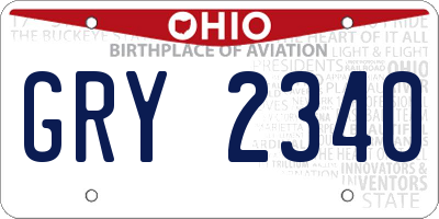 OH license plate GRY2340