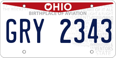 OH license plate GRY2343