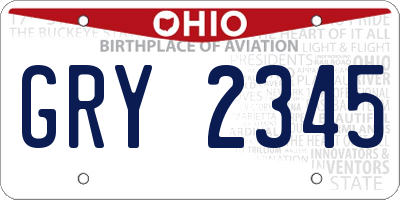 OH license plate GRY2345