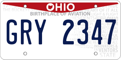 OH license plate GRY2347