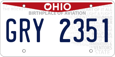 OH license plate GRY2351