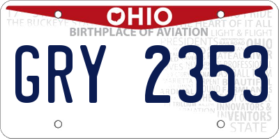 OH license plate GRY2353