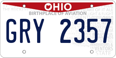 OH license plate GRY2357