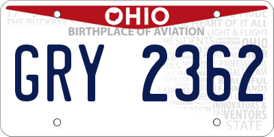 OH license plate GRY2362