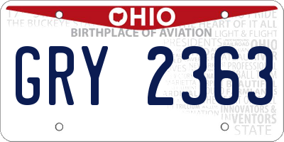 OH license plate GRY2363