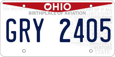 OH license plate GRY2405