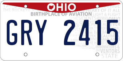 OH license plate GRY2415
