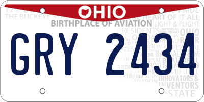 OH license plate GRY2434