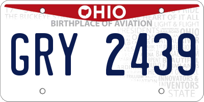 OH license plate GRY2439