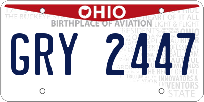 OH license plate GRY2447