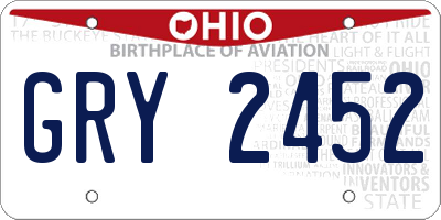 OH license plate GRY2452