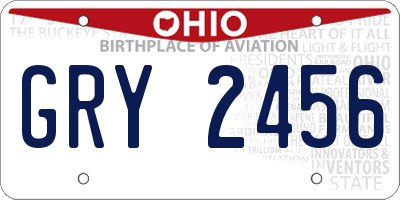 OH license plate GRY2456