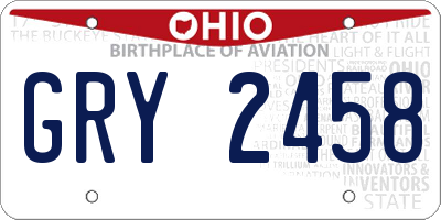 OH license plate GRY2458