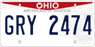 OH license plate GRY2474