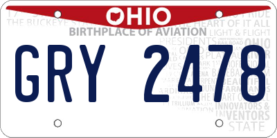 OH license plate GRY2478