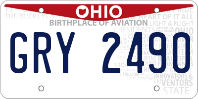 OH license plate GRY2490