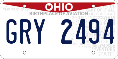 OH license plate GRY2494