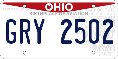 OH license plate GRY2502