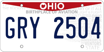 OH license plate GRY2504