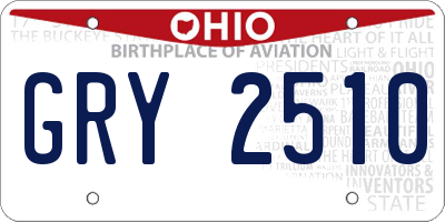 OH license plate GRY2510