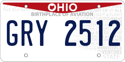 OH license plate GRY2512