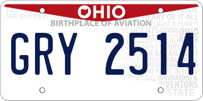 OH license plate GRY2514