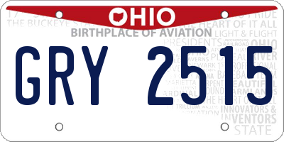 OH license plate GRY2515