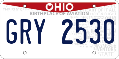 OH license plate GRY2530