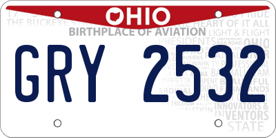 OH license plate GRY2532
