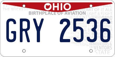 OH license plate GRY2536