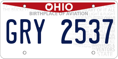 OH license plate GRY2537