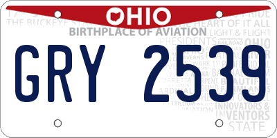 OH license plate GRY2539