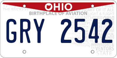 OH license plate GRY2542