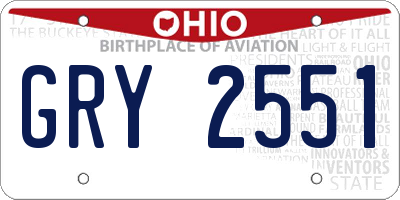 OH license plate GRY2551