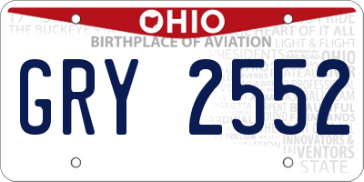 OH license plate GRY2552