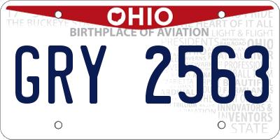 OH license plate GRY2563