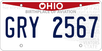 OH license plate GRY2567