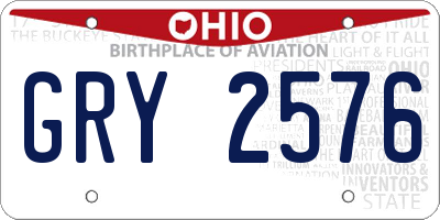 OH license plate GRY2576