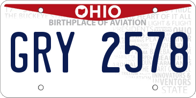 OH license plate GRY2578