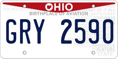 OH license plate GRY2590