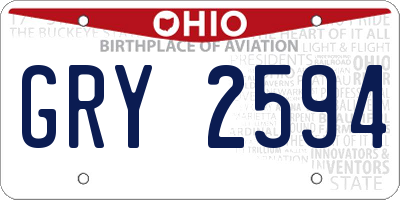 OH license plate GRY2594