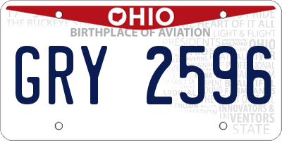 OH license plate GRY2596
