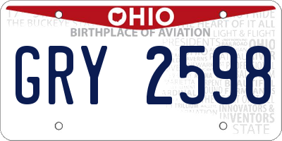 OH license plate GRY2598
