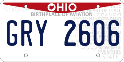 OH license plate GRY2606