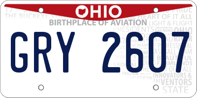 OH license plate GRY2607