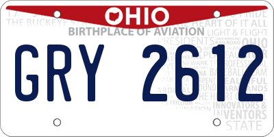 OH license plate GRY2612