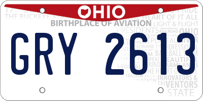 OH license plate GRY2613